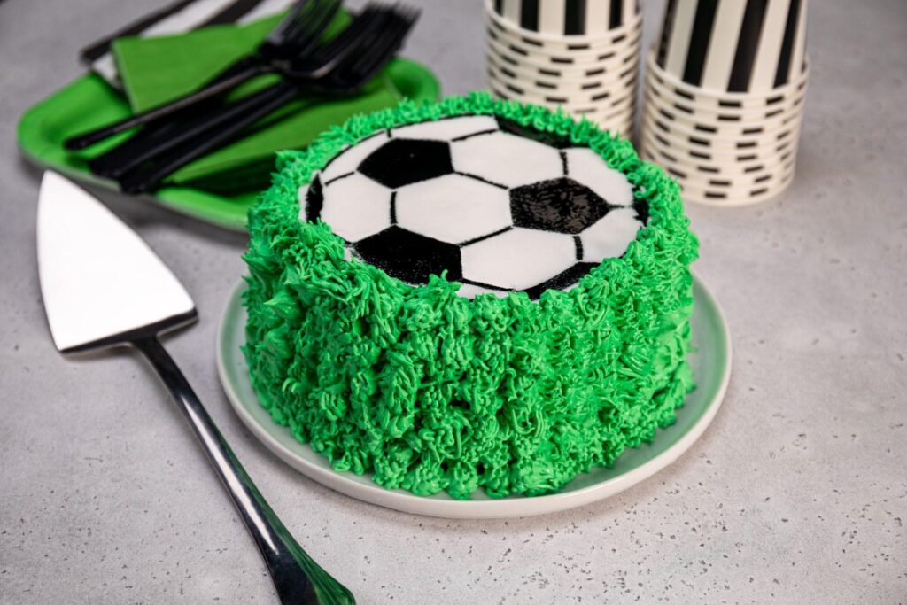 DIY soccer ball ice cream cake